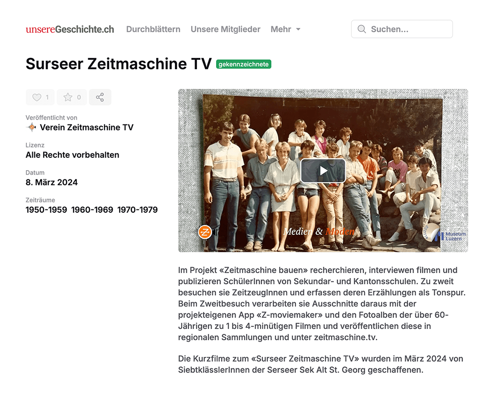 Zeitmaschine Kurzfilm auf unsereGeschichte